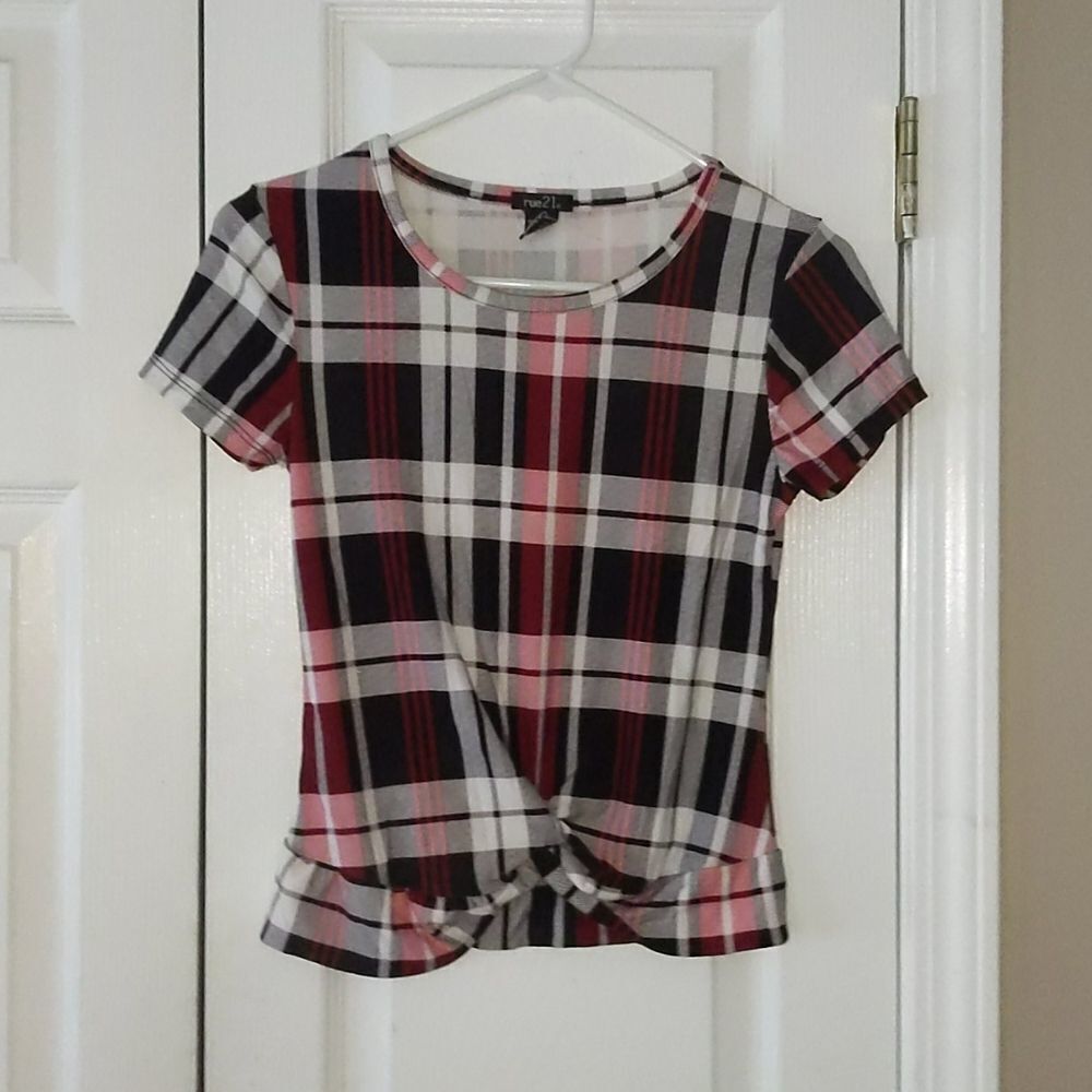 Rue 21 red black plaid shirt  Sz XS NWOT